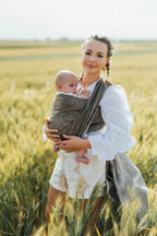 Baby Wrap, chevron weave (100% linen) - ARROW - WOOD - Woven Baby XS - 4   long_woven_wraps    #