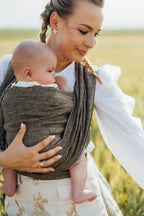 Baby Wrap, chevron weave (100% linen) - ARROW - WOOD (grade B) - Woven Baby S - 5   long_woven_wraps    #