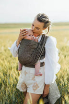 Baby Wrap, chevron weave (100% linen) - ARROW - WOOD (grade B) - Woven Baby S - 5   long_woven_wraps    #