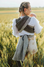 Baby Wrap, chevron weave (100% linen) - ARROW - WOOD - Woven Baby XS - 4   long_woven_wraps    #