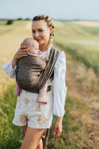 Baby Wrap, chevron weave (100% linen) - ARROW - WOOD - Woven Baby XS - 4   long_woven_wraps    #