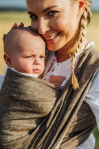Baby Wrap, chevron weave (100% linen) - ARROW - WOOD - Woven Baby XS - 4   long_woven_wraps    #
