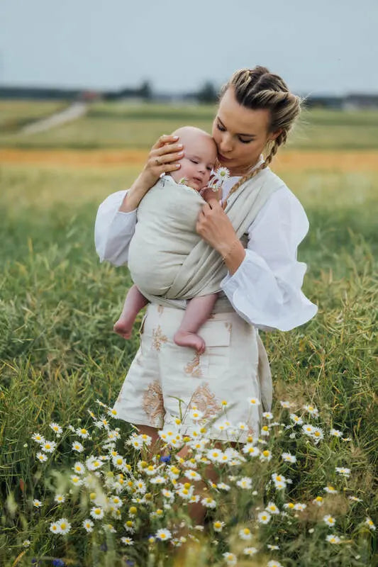 Baby Wrap, chevron weave (100% linen) - ARROW - WHISPER - Woven Baby Size - L-Size - M-Size - S-Size - XL-Size - XS   long_woven_wraps    #