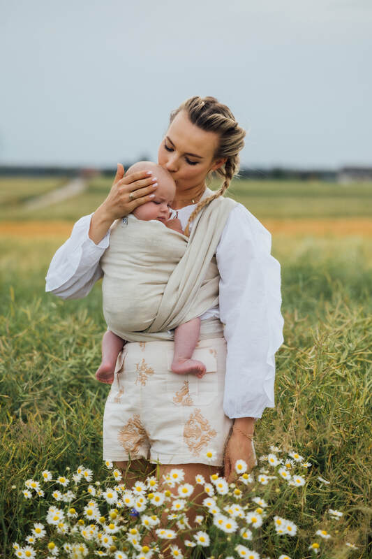 Baby Wrap, chevron weave (100% linen) - ARROW - WHISPER