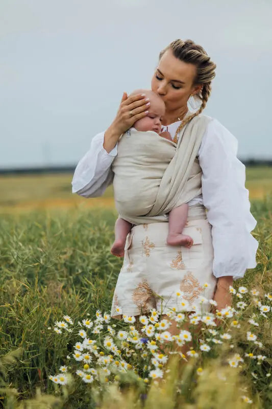 Baby Wrap, chevron weave (100% linen) - ARROW - WHISPER - Woven Baby Size - L-Size - M-Size - S-Size - XL-Size - XS   long_woven_wraps    #