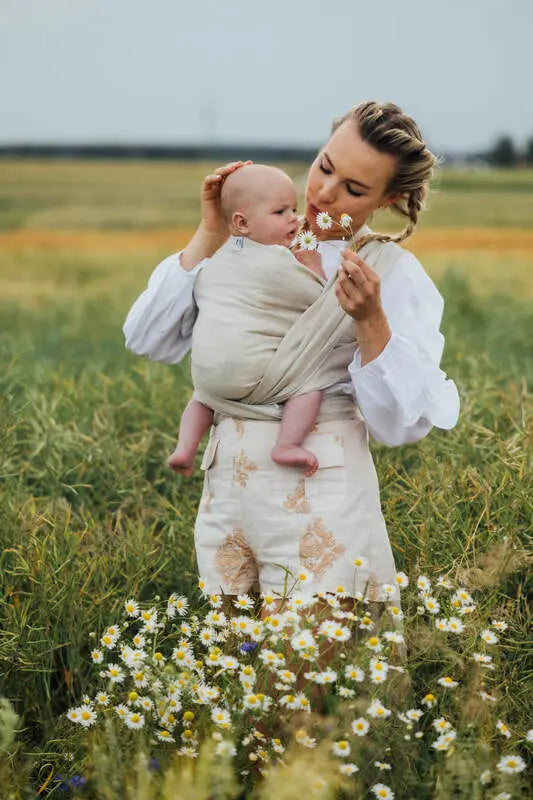 Baby Wrap, chevron weave (100% linen) - ARROW - WHISPER - Woven Baby Size - L-Size - M-Size - S-Size - XL-Size - XS   long_woven_wraps    #