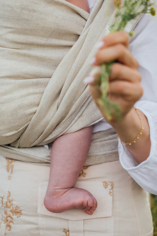 Baby Wrap, chevron weave (100% linen) - ARROW - WHISPER (grade B) - Woven Baby M - 6   long_woven_wraps    #