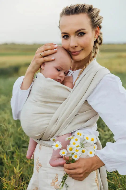 Baby Wrap, chevron weave (100% linen) - ARROW - WHISPER - Woven Baby XS - 4   long_woven_wraps    #