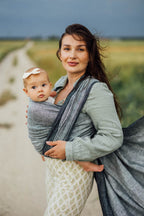 Baby Wrap, chevron weave (100% linen) - ARROW - WAVE (grade B) - Woven Baby Size - L   long_woven_wraps    #