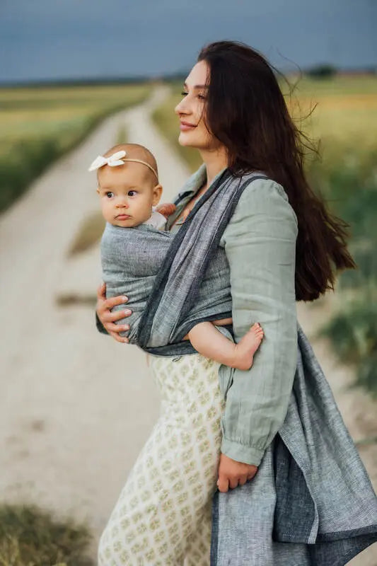 Baby Wrap, chevron weave (100% linen) - ARROW - WAVE (grade B) - Woven Baby L - 7   long_woven_wraps    #