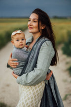 Baby Wrap, chevron weave (100% linen) - ARROW - WAVE (grade B) - Woven Baby Size - L   long_woven_wraps    #