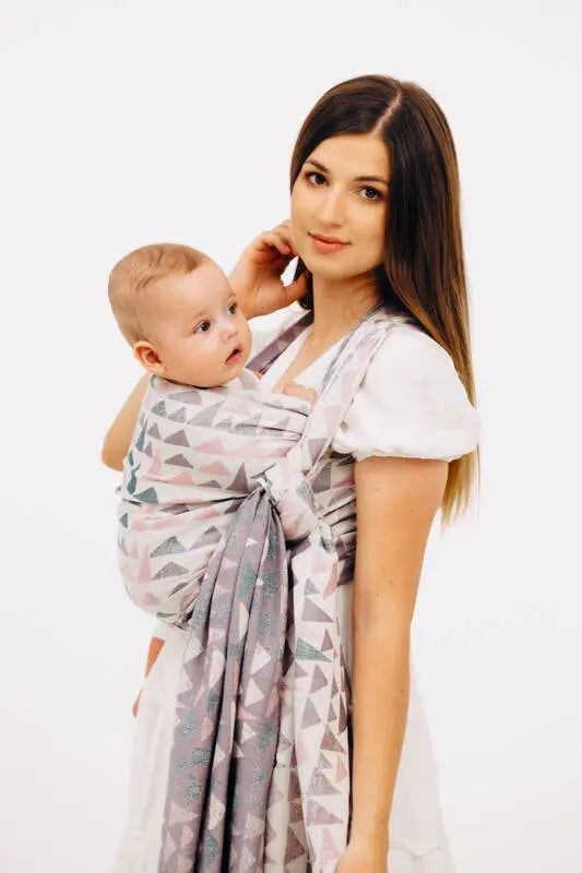 Baby Wrap, Jacquard Weave (61% cotton, 39% bamboo viscose) - EAGLE ROCKS - PEAK (grade B) - Woven Baby Size - L   long_woven_wraps    #