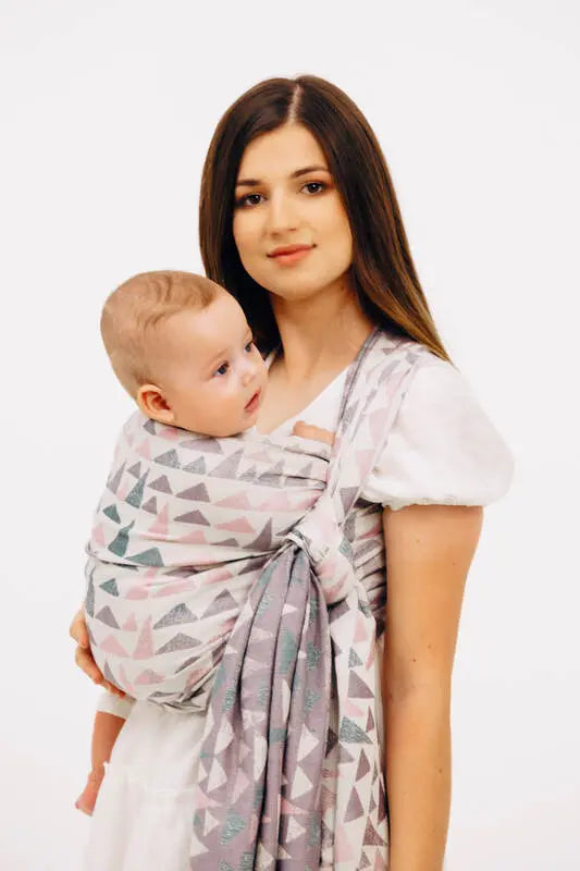 Baby Wrap, Jacquard Weave (61% cotton, 39% bamboo viscose) - EAGLE ROCKS - PEAK (grade B) - Woven Baby Size - L   long_woven_wraps    #