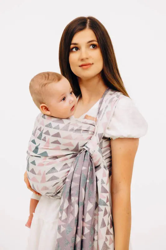 Baby Wrap, Jacquard Weave (61% cotton, 39% bamboo viscose) - EAGLE ROCKS - PEAK (grade B) - Woven Baby Size - L   long_woven_wraps    #