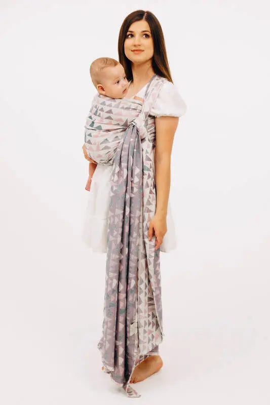 Baby Wrap, Jacquard Weave (61% cotton, 39% bamboo viscose) - EAGLE ROCKS - PEAK - Woven Baby XS - 4   long_woven_wraps    #