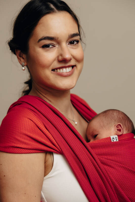 Baby Sling, Herringbone Weave (100% cotton) - LITTLE HERRINGBONE SEDONA (grade B) - Woven Baby Size - L   long_woven_wraps    #