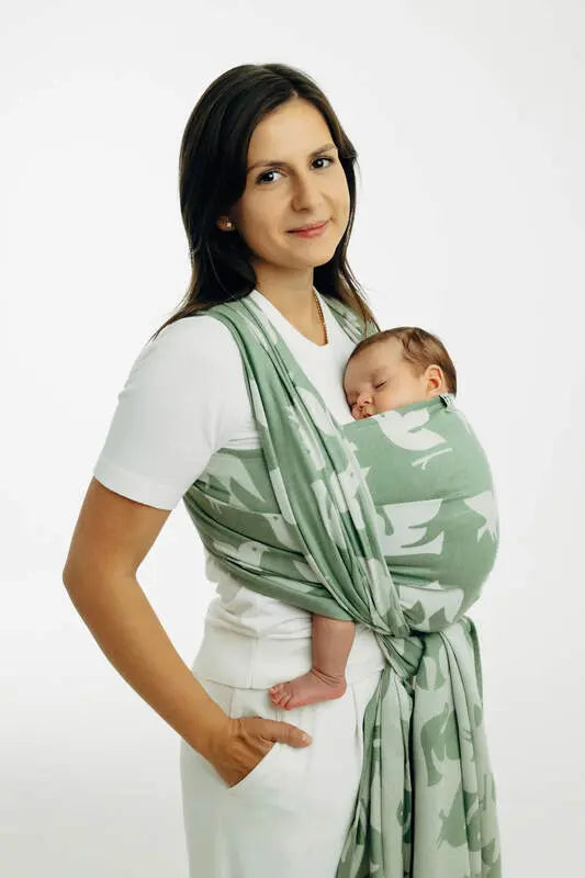 Baby Wrap, Jacquard Weave (80% cotton, 20% lyocell) - BIRDY - FLY HIGH (grade B) - Woven Baby M - 6   long_woven_wraps    #