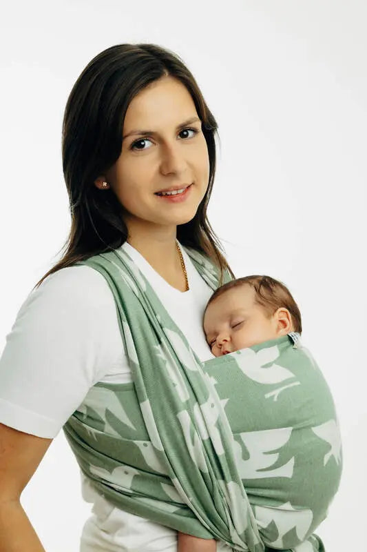 Baby Wrap, Jacquard Weave (80% cotton, 20% lyocell) - BIRDY - FLY HIGH (grade B) - Woven Baby M - 6   long_woven_wraps    #