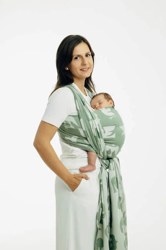 Baby Wrap, Jacquard Weave (80% cotton, 20% lyocell) - BIRDY - FLY HIGH (grade B) - Woven Baby M - 6   long_woven_wraps    #