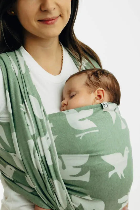 Baby Wrap, Jacquard Weave (80% cotton, 20% lyocell) - BIRDY - FLY HIGH (grade B) - Woven Baby M - 6   long_woven_wraps    #