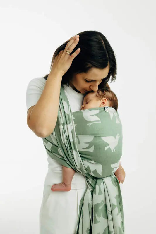 Baby Wrap, Jacquard Weave (80% cotton, 20% lyocell) - BIRDY - FLY HIGH (grade B) - Woven Baby M - 6   long_woven_wraps    #