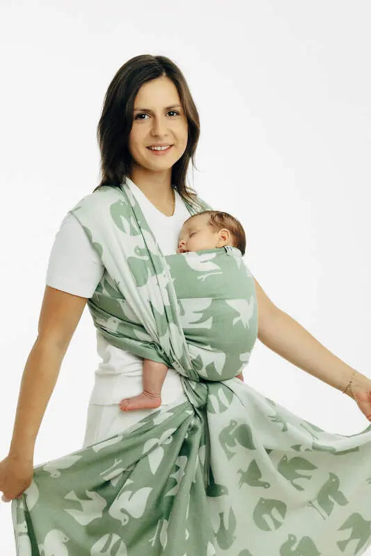 Baby Wrap, Jacquard Weave (80% cotton, 20% lyocell) - BIRDY - FLY HIGH (grade B) - Woven Baby M - 6   long_woven_wraps    #