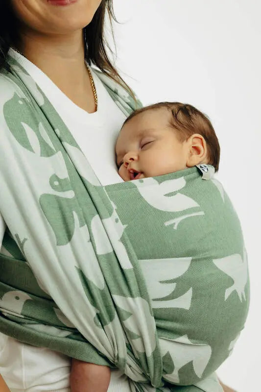 Baby Wrap, Jacquard Weave (80% cotton, 20% lyocell) - BIRDY - FLY HIGH (grade B) - Woven Baby M - 6   long_woven_wraps    #