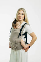 My First Baby Carrier - LennyUpGrade PRO, herringbone weave 100% cotton - LITTLE HERRINGBONE ALMOND - Woven Baby Standard   lenny_upgrade_pro    #