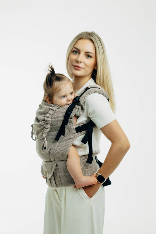 My First Baby Carrier - LennyUpGrade PRO, herringbone weave 100% cotton - LITTLE HERRINGBONE ALMOND (grade B) - Woven Baby Size - Standard   lenny_upgrade_pro    #