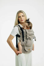 My First Baby Carrier - LennyUpGrade PRO, herringbone weave 100% cotton - LITTLE HERRINGBONE ALMOND - Woven Baby Standard   lenny_upgrade_pro    #