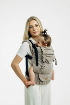 My First Baby Carrier - LennyUpGrade PRO, herringbone weave 100% cotton - LITTLE HERRINGBONE ALMOND (grade B) - Woven Baby Size - Standard   lenny_upgrade_pro    #