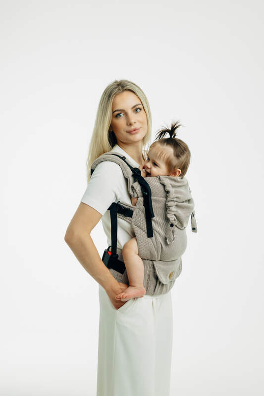 My First Baby Carrier - LennyUpGrade PRO, herringbone weave 100% cotton - LITTLE HERRINGBONE ALMOND (grade B) - Woven Baby Size - Standard   lenny_upgrade_pro    #