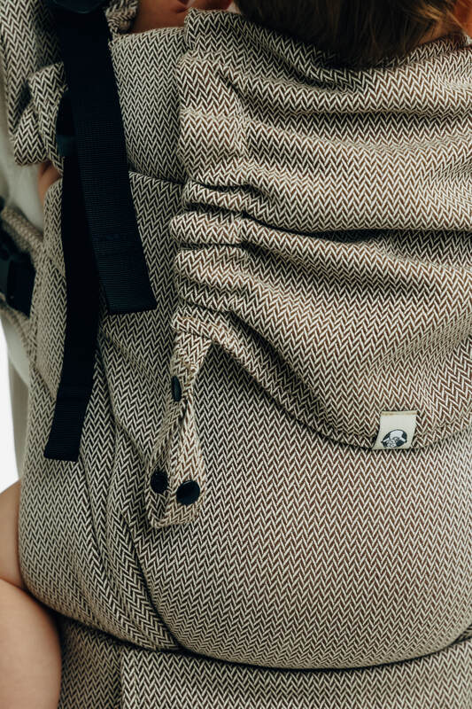 My First Baby Carrier - LennyUpGrade PRO, herringbone weave 100% cotton - LITTLE HERRINGBONE ALMOND (grade B) - Woven Baby Size - Standard   lenny_upgrade_pro    #