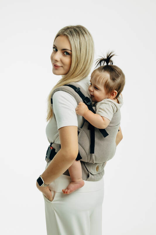 My First Baby Carrier - LennyUpGrade PRO, herringbone weave 100% cotton - LITTLE HERRINGBONE ALMOND (grade B) - Woven Baby Size - Standard   lenny_upgrade_pro    #