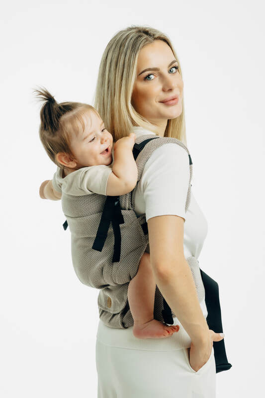 My First Baby Carrier - LennyUpGrade PRO, herringbone weave 100% cotton - LITTLE HERRINGBONE ALMOND (grade B) - Woven Baby Size - Standard   lenny_upgrade_pro    #