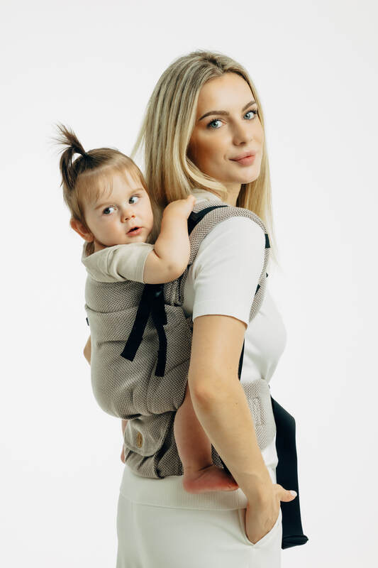 My First Baby Carrier - LennyUpGrade PRO, herringbone weave 100% cotton - LITTLE HERRINGBONE ALMOND (grade B) - Woven Baby Size - Standard   lenny_upgrade_pro    #