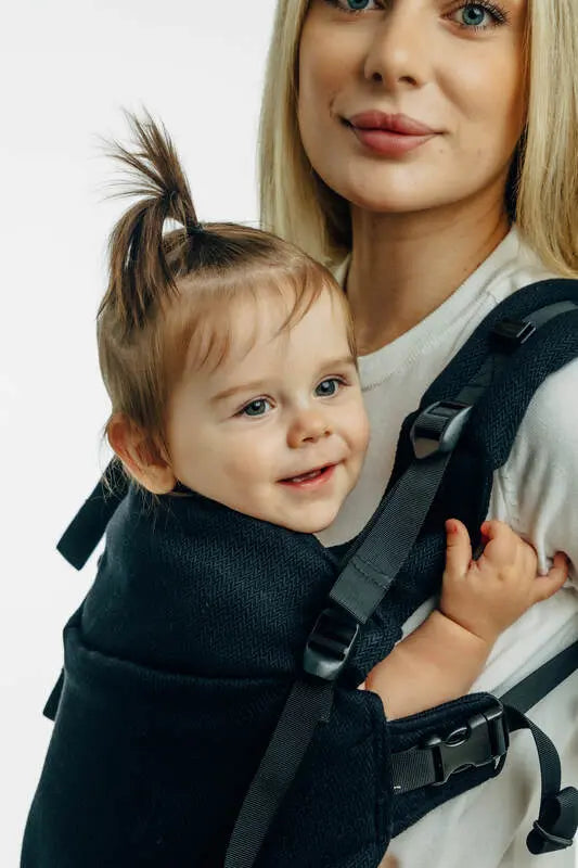 My First Baby Carrier - LennyUpGrade PRO, herringbone weave 100% cotton - LITTLE HERRINGBONE EBONY BLACK - Woven Baby Size - Standard   lenny_upgrade_pro    #