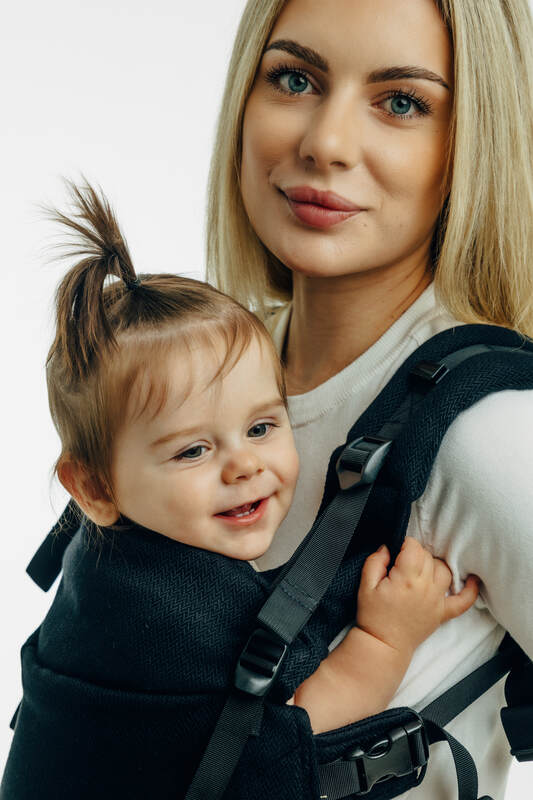 My First Baby Carrier - LennyUpGrade PRO, herringbone weave 100% cotton - LITTLE HERRINGBONE EBONY BLACK (grade B) - Woven Baby Size - Standard   lenny_upgrade_pro    #