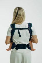 LennyUpGrade PRO Carrier, jacquard weave (60% cotton, 28% merino wool, 8% silk, 4% cashmere) - PEACOCK'S TAIL - BLACK OPAL - Woven Baby Standard   lenny_upgrade_pro    #