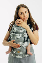 LennyUpGrade PRO Carrier, jacquard weave (68% cotton 16% linen 16% modal) - BIRDY - WHITE NOISE (grade B) - Woven Baby Size - Standard   lenny_upgrade_pro    #