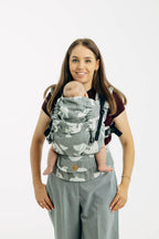 LennyUpGrade PRO Carrier, jacquard weave (68% cotton 16% linen 16% modal) - BIRDY - WHITE NOISE (grade B) - Woven Baby Size - Standard   lenny_upgrade_pro    #