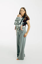 LennyUpGrade PRO Carrier, jacquard weave (68% cotton 16% linen 16% modal) - BIRDY - WHITE NOISE (grade B) - Woven Baby Size - Standard   lenny_upgrade_pro    #