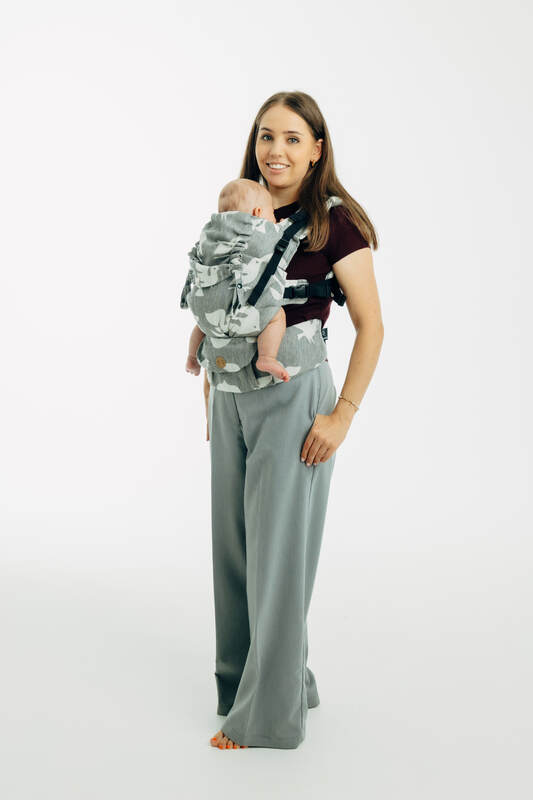 LennyUpGrade PRO Carrier, jacquard weave (68% cotton 16% linen 16% modal) - BIRDY - WHITE NOISE (grade B) - Woven Baby Size - Standard   lenny_upgrade_pro    #