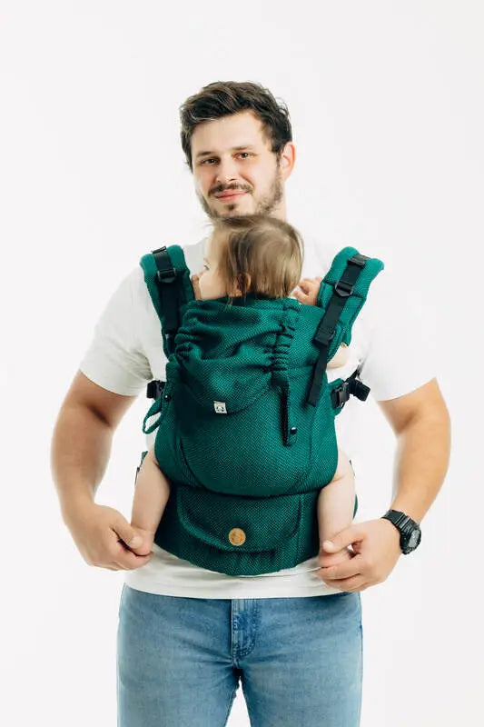 My First Baby Carrier - LennyUpGrade PRO, herringbone weave 100% cotton - EMERALD - Woven Baby Standard   lenny_upgrade_pro    #