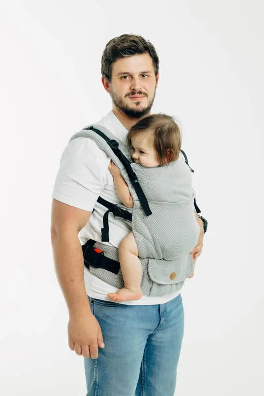 My First Carrier - LennyUpGrade PRO, herringbone weave 100% cotton - LITTLE HERRINGBONE GREY - Woven Baby Size - Standard   lenny_upgrade_pro    #