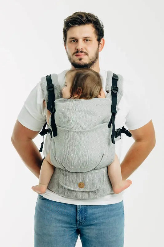 My First Carrier - LennyUpGrade PRO, herringbone weave 100% cotton - LITTLE HERRINGBONE GREY - Woven Baby Size - Standard   lenny_upgrade_pro    #
