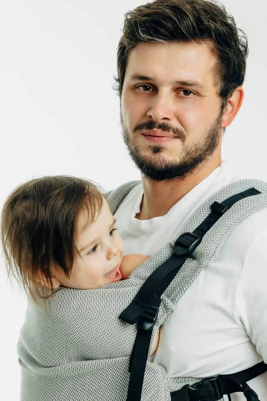 My First Carrier - LennyUpGrade PRO, herringbone weave 100% cotton - LITTLE HERRINGBONE GREY - Woven Baby Size - Standard   lenny_upgrade_pro    #
