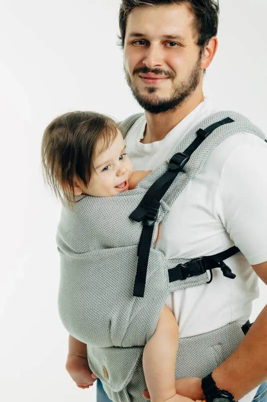 My First Carrier - LennyUpGrade PRO, herringbone weave 100% cotton - LITTLE HERRINGBONE GREY - Woven Baby Size - Standard   lenny_upgrade_pro    #