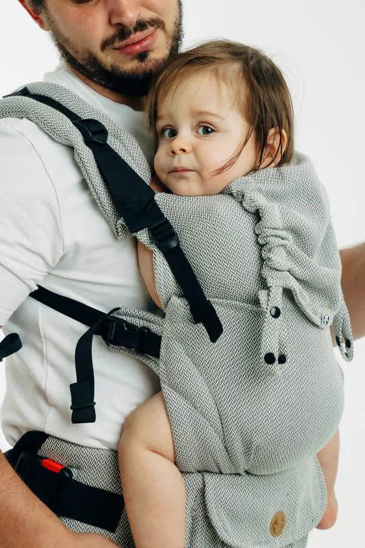 My First Carrier - LennyUpGrade PRO, herringbone weave 100% cotton - LITTLE HERRINGBONE GREY - Woven Baby Standard   lenny_upgrade_pro    #