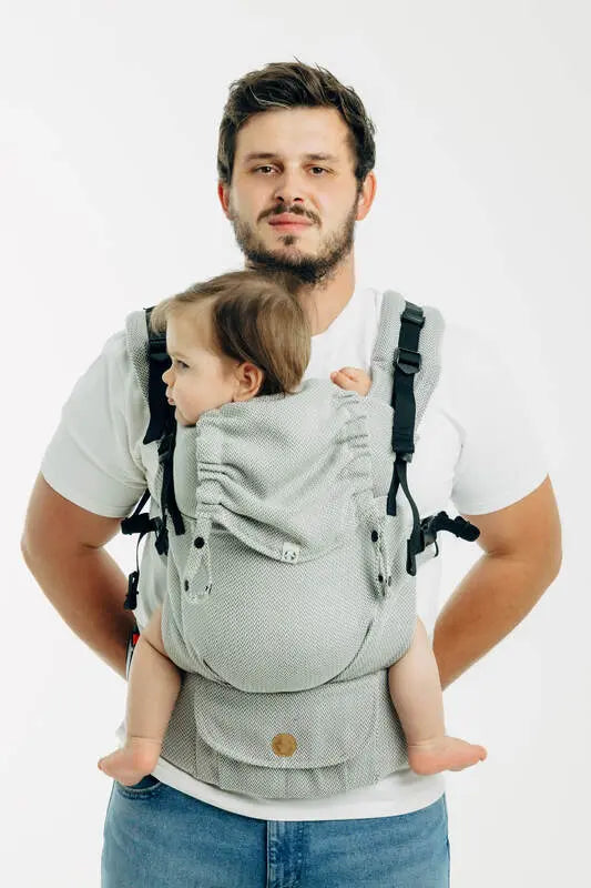My First Carrier - LennyUpGrade PRO, herringbone weave 100% cotton - LITTLE HERRINGBONE GREY - Woven Baby Standard   lenny_upgrade_pro    #
